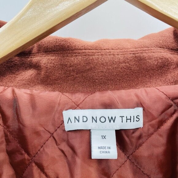 And Now This Womens Plus Size 1X Dropped-Shoulder Bomber Jacket Sonoma Brick 308 - Picture 6 of 7